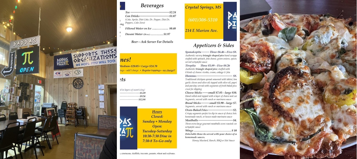 Pappas Pizza Pi Menu