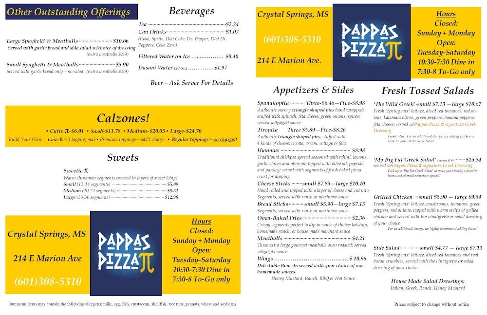 Pappas Pizza Pi Menu image 1
