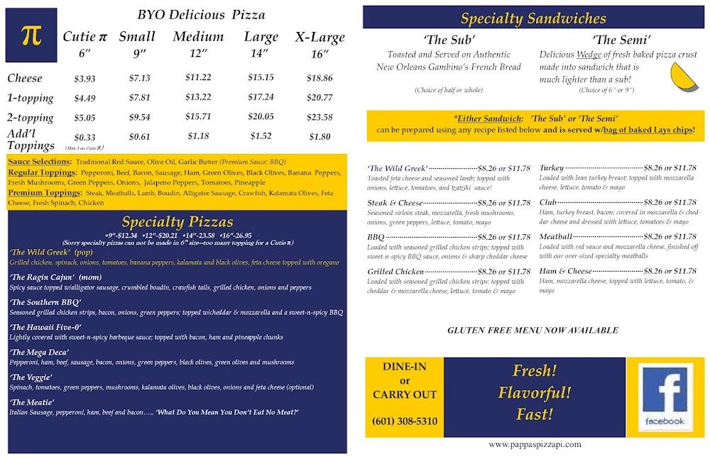 Pappas Pizza Pi Menu image 2